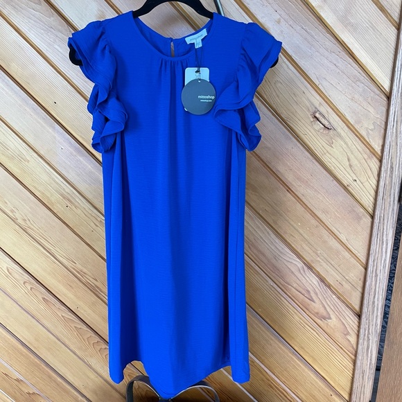MWT Mittoshop Royal Blue Ruffle Sleeve Dress - Picture 1 of 8